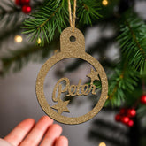 Personalised Christmas Bauble By KreateSquare 950 GSM Double Sided Glitter Xmas Tree Decoration Custom Name Baubles - Name Tag Design